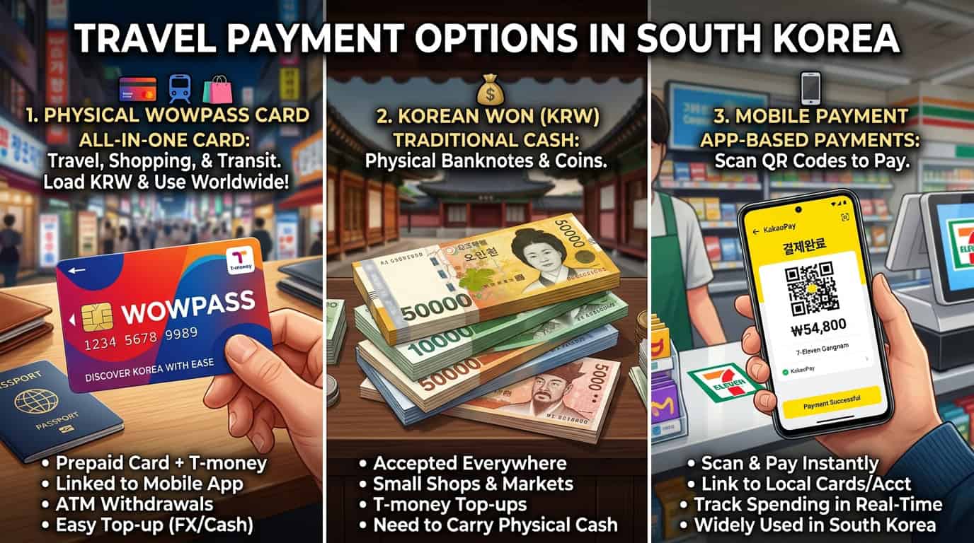 A split-screen graphic showing a physical WowPass card, a stack