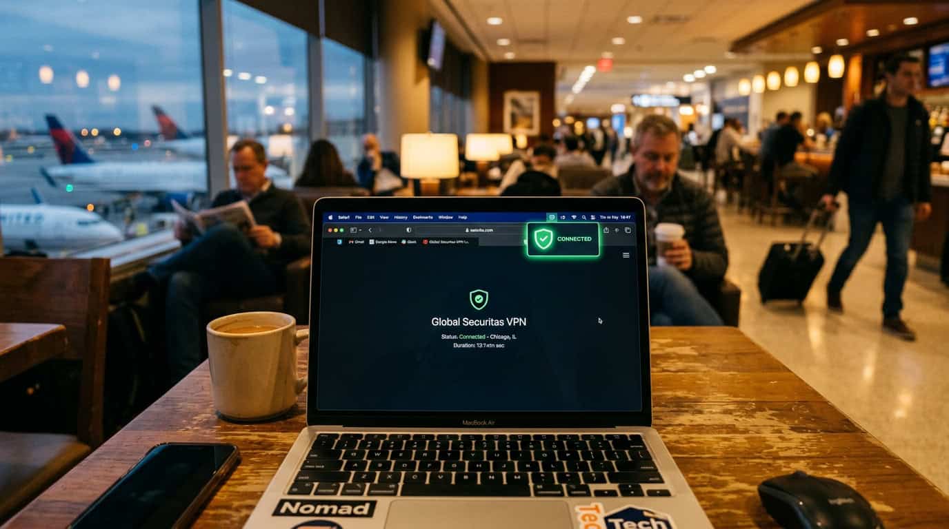 A close-up of a laptop screen in a cozy, blurred